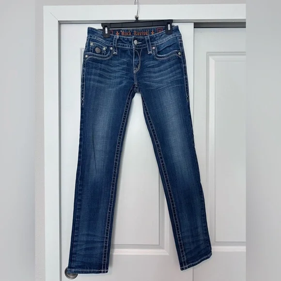 Rock Revival Blue Straight Leg Jeans Classic Style - Picture 1 of 6